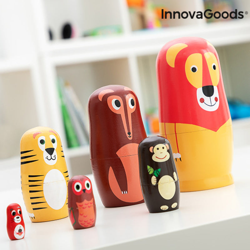 Poupée russe en bois avec figurines d'animaux Funimals InnovaGoods 11 Pièces