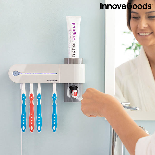 Stérilisateur Brosse à Dents UV avec Support et Distributeur de Dentifrice Smiluv InnovaGoods