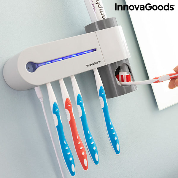 Stérilisateur Brosse à Dents UV avec Support et Distributeur de Dentifrice Smiluv InnovaGoods