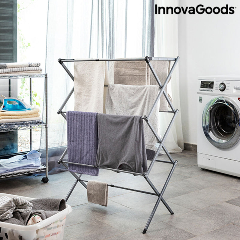 Séchoir à Linge Métallique Pliable et Extensible avec 3 Hauteurs Cloxy InnovaGoods (11 Barres)