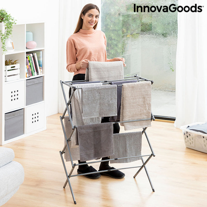 Séchoir à Linge Métallique Pliable et Extensible avec 3 Hauteurs Cloxy InnovaGoods (11 Barres)