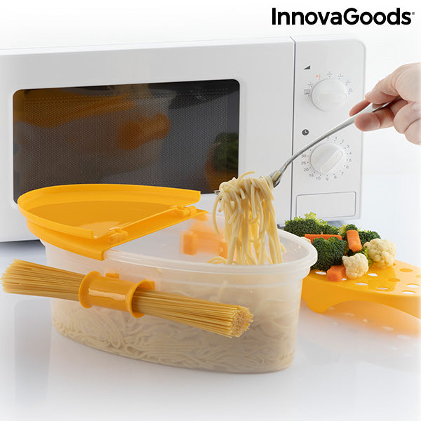 Cuiseur de Pâtes 4 en 1 pour Micro-ondes avec Accessoires et Recettes Pastrainest InnovaGoods