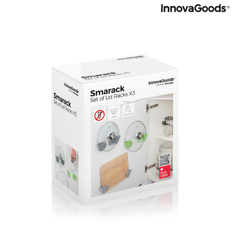 Set de 3 Supports Mural Adhésif pour Couvercle de Cuisine Smarack InnovaGoods