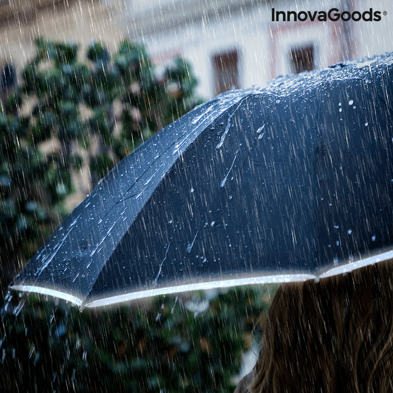 Parapluie pliable à fermeture inversée avec LED