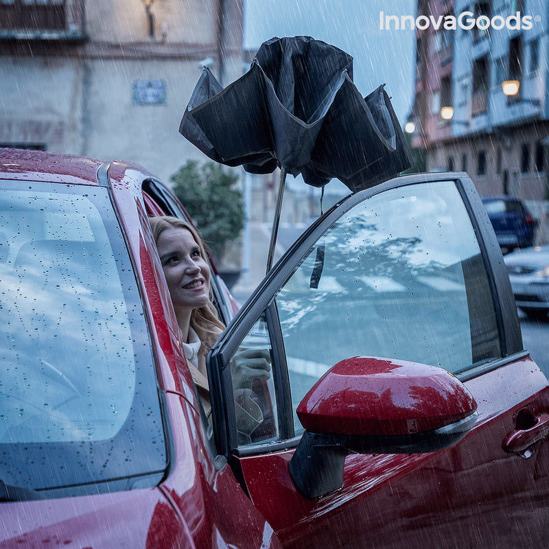 Parapluie pliable à fermeture inversée avec LED