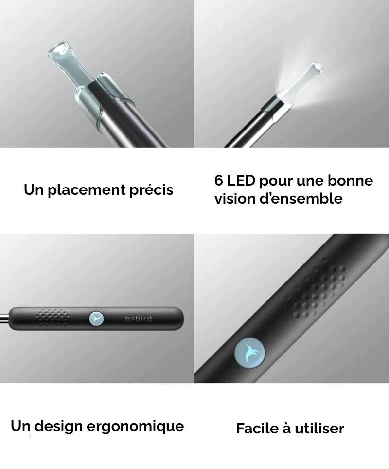 Nettoyeur d'oreilles souple avec caméra 