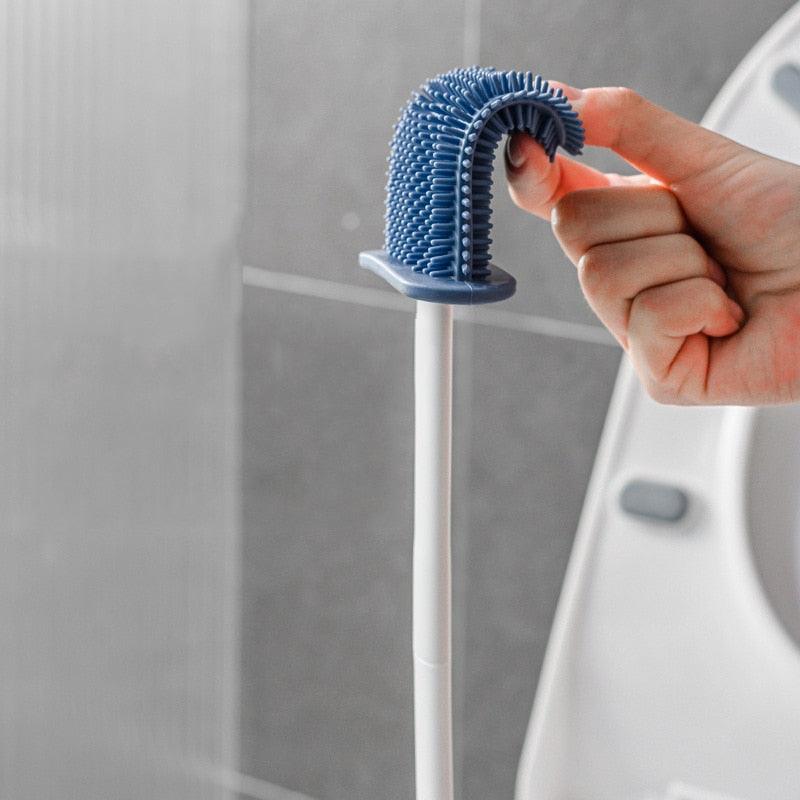 Brosse de toilette en silicone avec support - DealValley