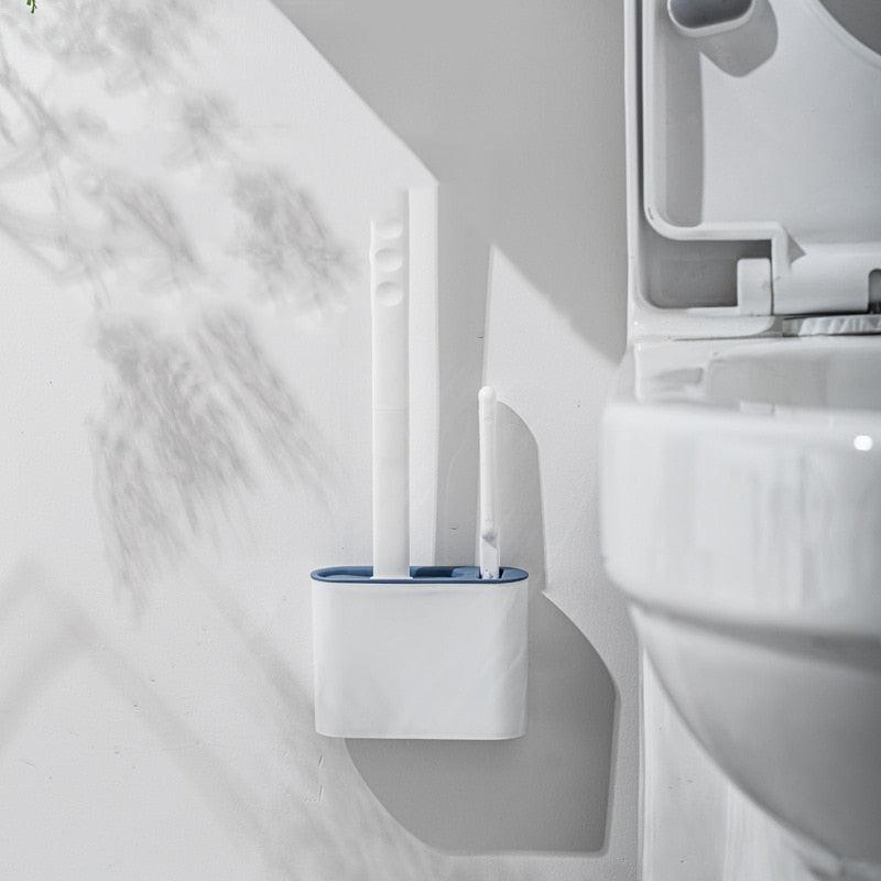 Brosse de toilette en silicone avec support - DealValley