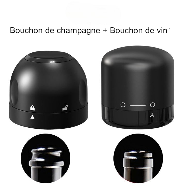 Bouchon De Champagne Réutilisable - 2 Pièces, Acier Inox, Joint Silicone, étanche, 6.5x3.8 Cm