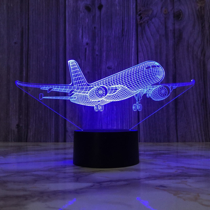 Lampe de chevet 3D en forme d'avion