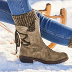 Botas de invierno de media caña de cuero - Mujer