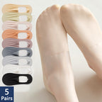 Lot de 5 chaussettes invisibles respirantes en soie glacée