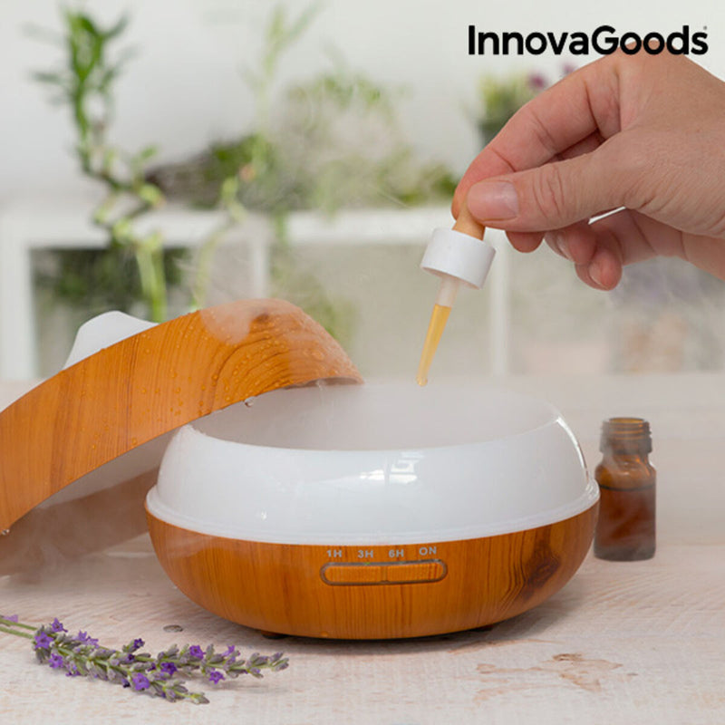 Humidificateur Diffuseur d'Arômes LED Wooden-Effect InnovaGoods